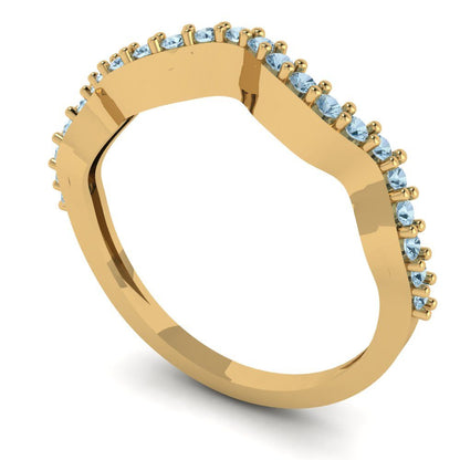 0.23 cttw Simulated Blue Diamond Round Cut Yellow Gold Eternity Wedding Band