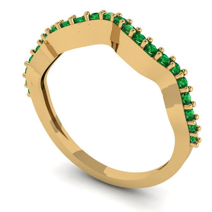 0.23 cttw Simulated Emerald Round Cut Yellow Gold Eternity Wedding Band