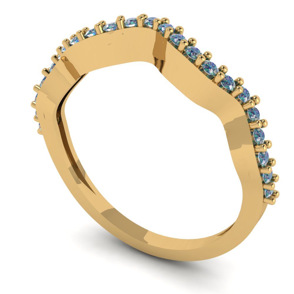 0.23 cttw Blue Moissanite Round Cut Yellow Gold Eternity Wedding Band