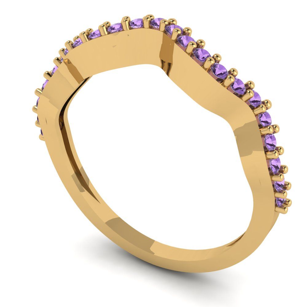 0.23 cttw Simulated Alexandrite Round Cut Yellow Gold Eternity Wedding Band