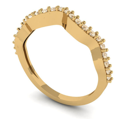 0.23 cttw Natural Morganite Round Cut Yellow Gold Eternity Wedding Band