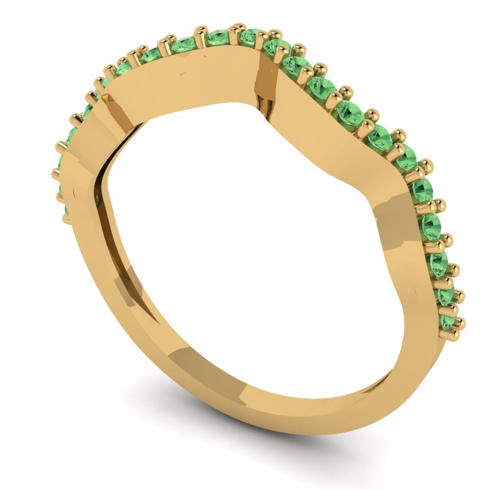 0.23 cttw Simulated Green Diamond Round Cut Yellow Gold Eternity Wedding Band