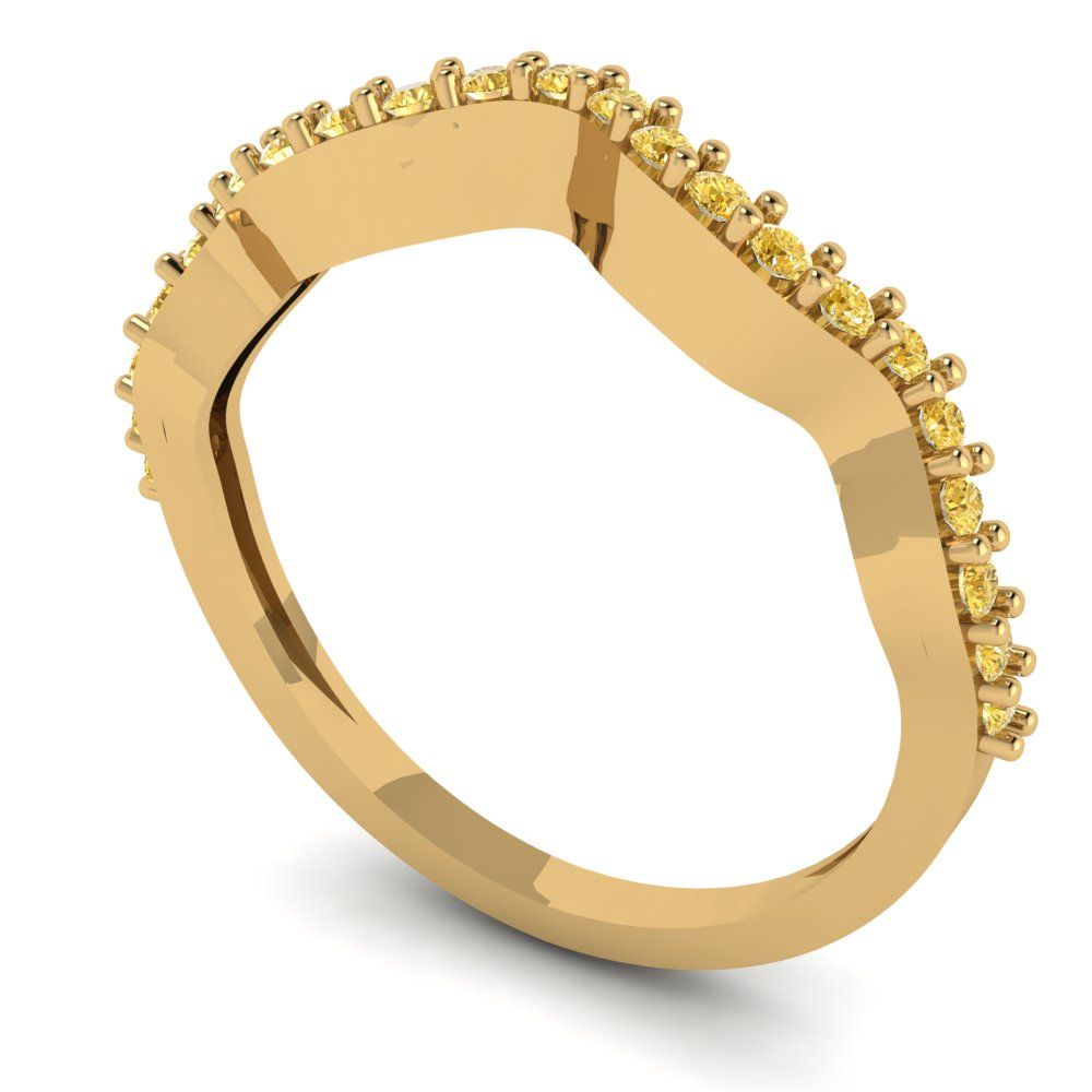 0.23 cttw Yellow Moissanite Round Cut Yellow Gold Eternity Wedding Band