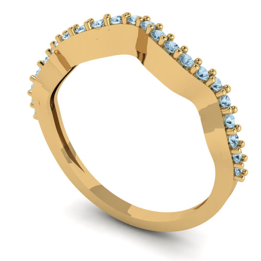 0.23 cttw Natural Sky Blue Topaz Round Cut Yellow Gold Eternity Wedding Band