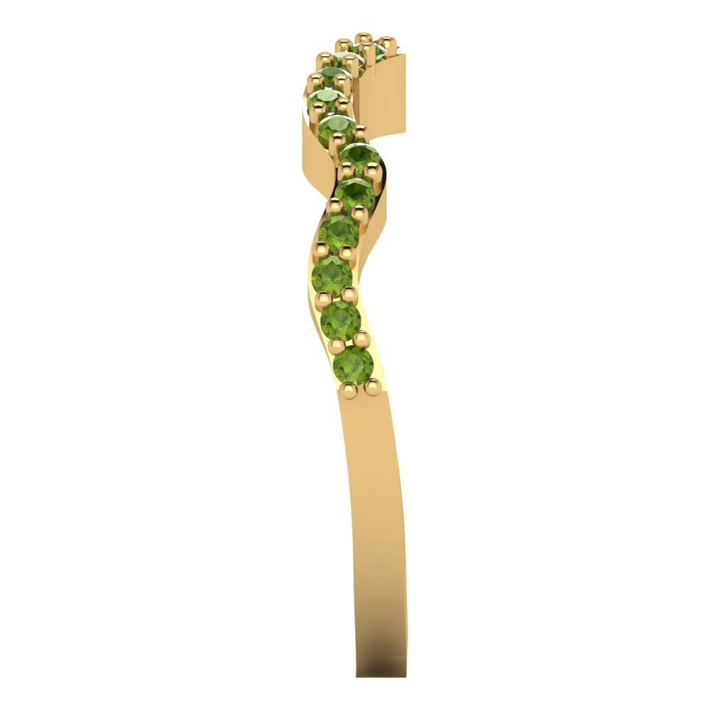 0.23 cttw Natural Peridot Round Cut Yellow Gold Eternity Wedding Band