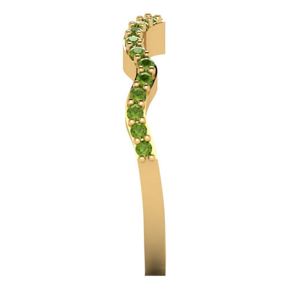 0.23 cttw Natural Peridot Round Cut Yellow Gold Eternity Wedding Band