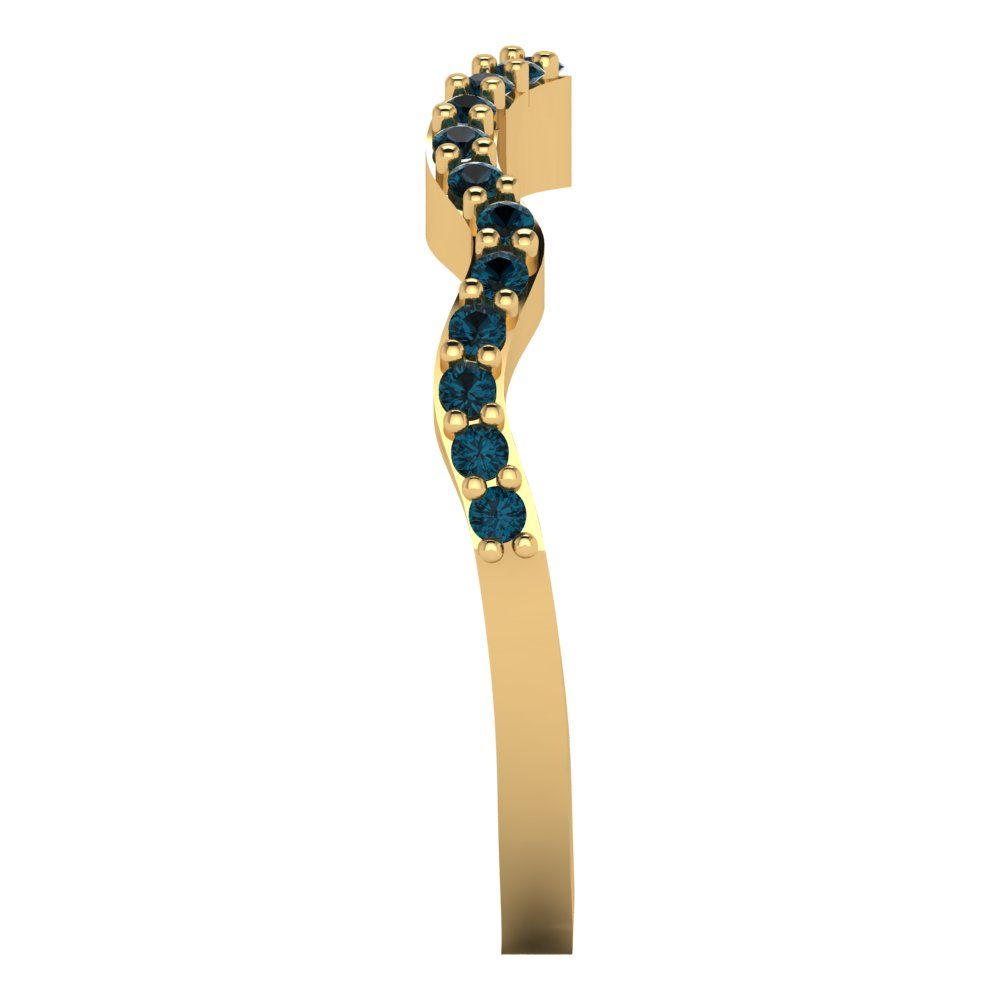 0.23 cttw Natural London Blue Topaz Round Cut Yellow Gold Eternity Wedding Band