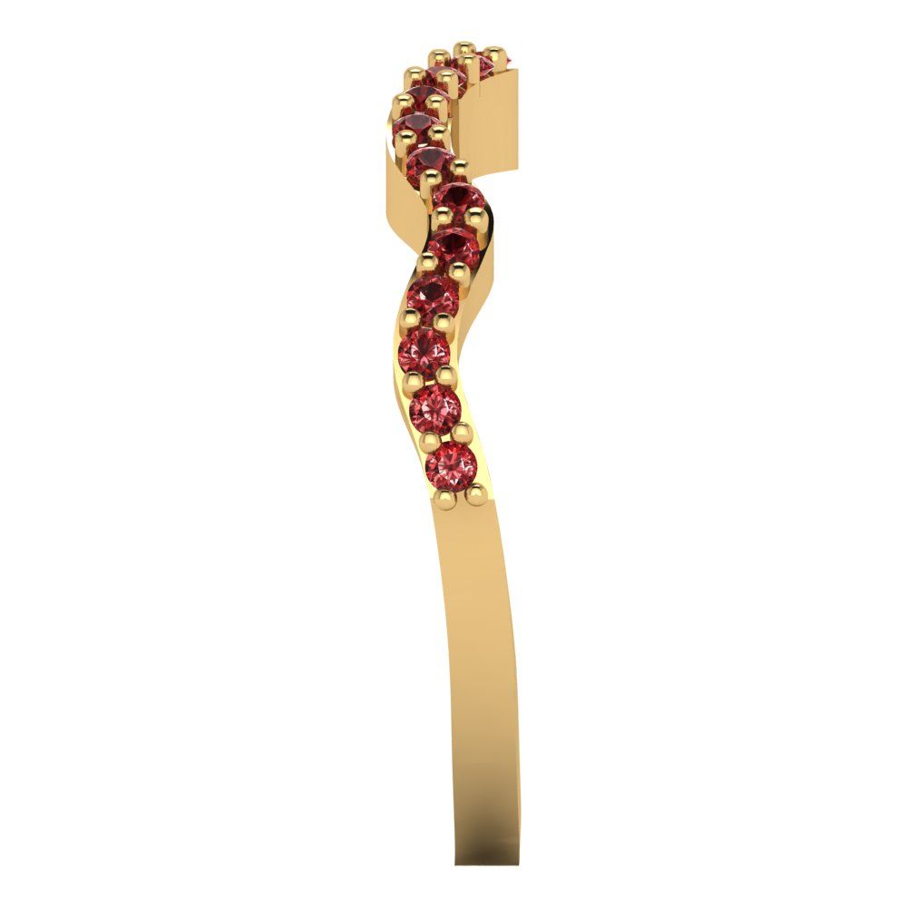 0.23 cttw Natural Garnet Round Cut Yellow Gold Eternity Wedding Band