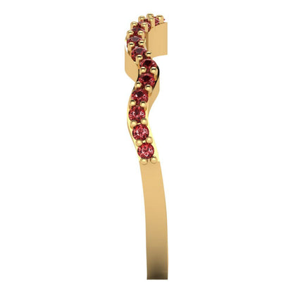 0.23 cttw Natural Garnet Round Cut Yellow Gold Eternity Wedding Band