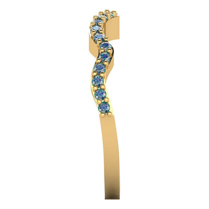 0.23 cttw Blue Moissanite Round Cut Yellow Gold Eternity Wedding Band