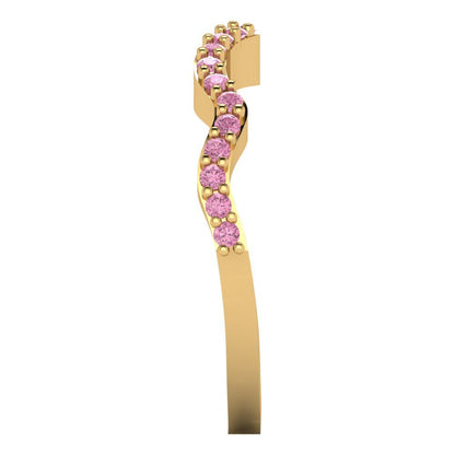 0.23 cttw Simulated Pink Diamond Round Cut Yellow Gold Eternity Wedding Band