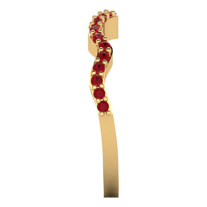 0.23 cttw Simulated Pink Tourmaline Round Cut Yellow Gold Eternity Wedding Band