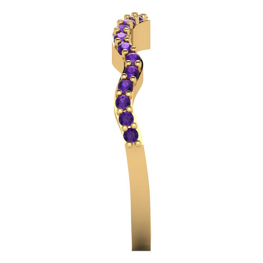 0.23 cttw Natural Amethyst Round Cut Yellow Gold Eternity Wedding Band