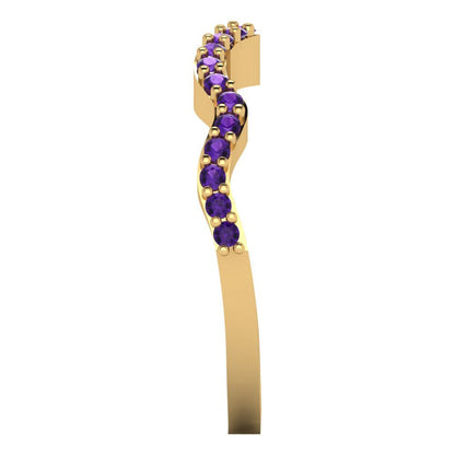 0.23 cttw Natural Amethyst Round Cut Yellow Gold Eternity Wedding Band