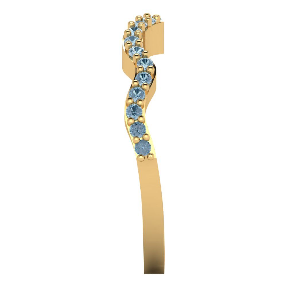 0.23 cttw Natural Aquamarine Round Cut Yellow Gold Eternity Wedding Band