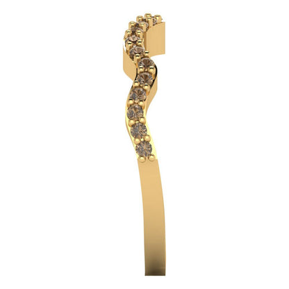 0.23 cttw Simulated Champagne Diamond Round Cut Yellow Gold Eternity Wedding Band