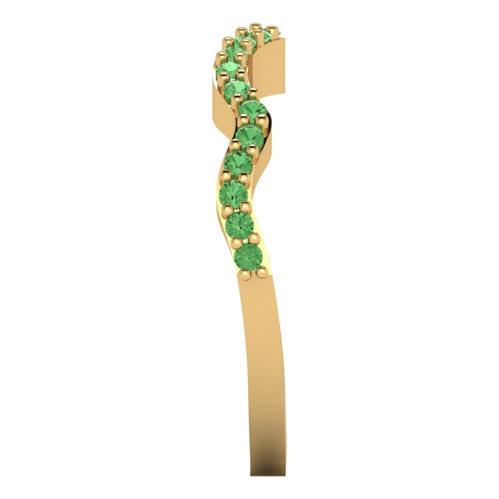 0.23 cttw Simulated Green Diamond Round Cut Yellow Gold Eternity Wedding Band