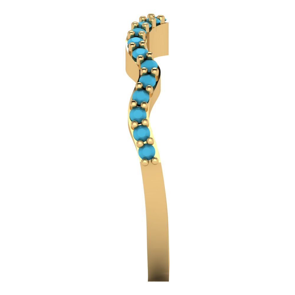 0.23 cttw Simulated Turquoise Round Cut Yellow Gold Eternity Wedding Band
