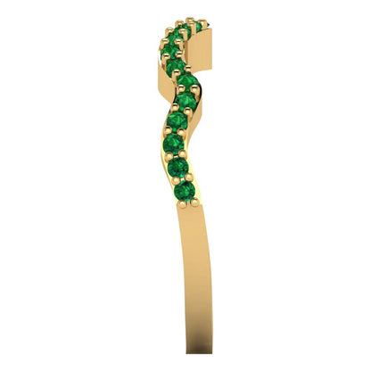 0.23 cttw Simulated Emerald Round Cut Yellow Gold Eternity Wedding Band
