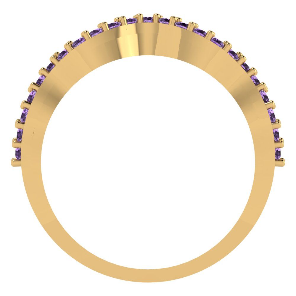 0.23 cttw Simulated Alexandrite Round Cut Yellow Gold Eternity Wedding Band