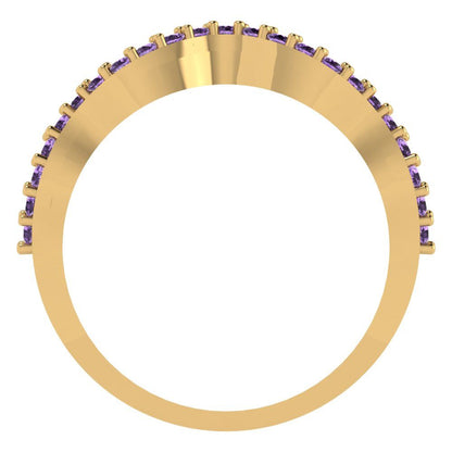 0.23 cttw Simulated Alexandrite Round Cut Yellow Gold Eternity Wedding Band