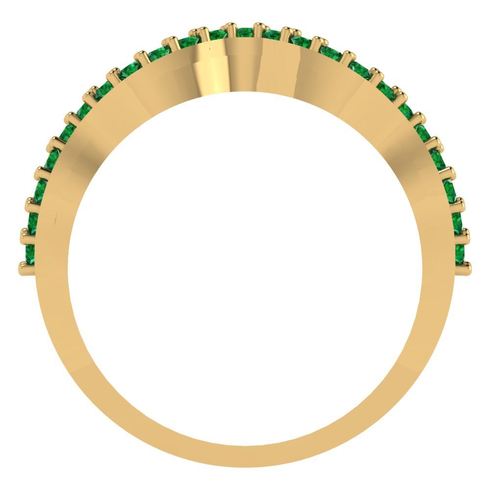 0.23 cttw Simulated Emerald Round Cut Yellow Gold Eternity Wedding Band