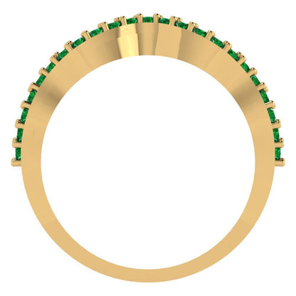 0.23 cttw Simulated Emerald Round Cut Yellow Gold Eternity Wedding Band