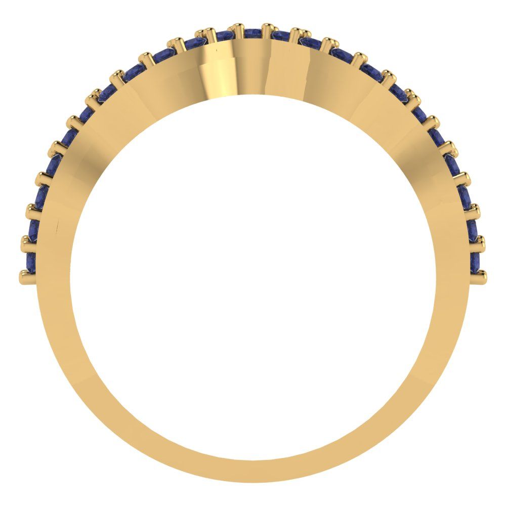 0.23 cttw Simulated Blue Sapphire Round Cut Yellow Gold Eternity Wedding Band