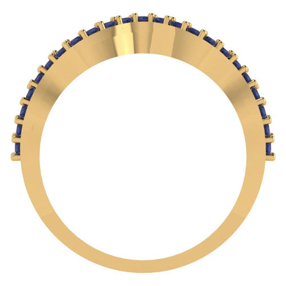 0.23 cttw Simulated Blue Sapphire Round Cut Yellow Gold Eternity Wedding Band