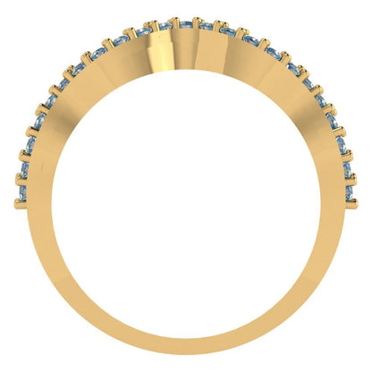0.23 cttw Blue Moissanite Round Cut Yellow Gold Eternity Wedding Band