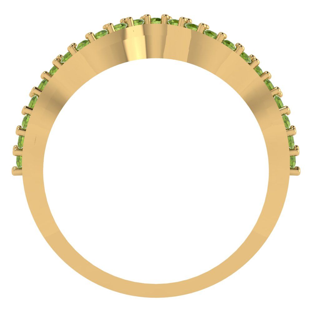 0.23 cttw Natural Peridot Round Cut Yellow Gold Eternity Wedding Band
