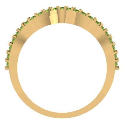 0.23 cttw Natural Peridot Round Cut Yellow Gold Eternity Wedding Band