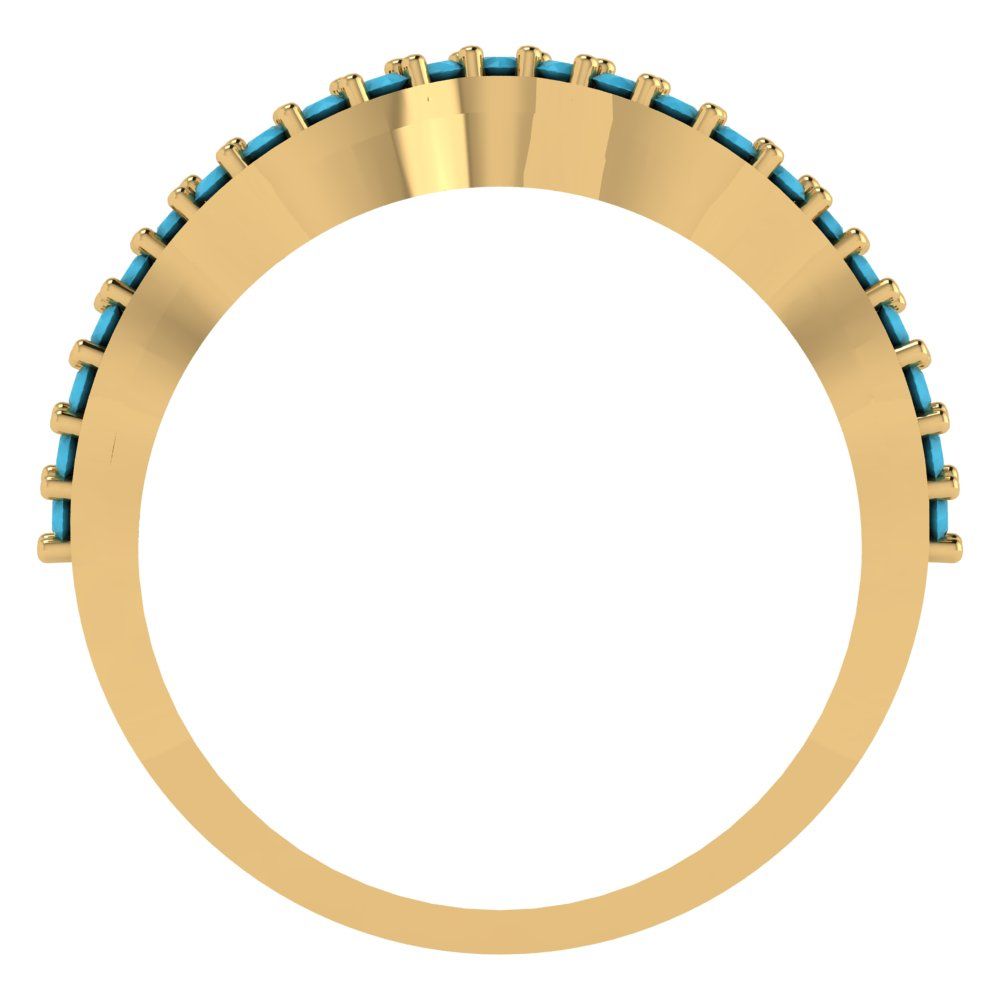 0.23 cttw Simulated Turquoise Round Cut Yellow Gold Eternity Wedding Band