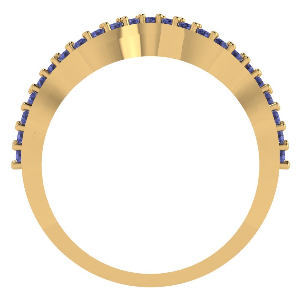 0.23 cttw Simulated Tanzanite Round Cut Yellow Gold Eternity Wedding Band