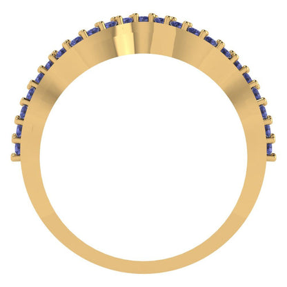 0.23 cttw Simulated Tanzanite Round Cut Yellow Gold Eternity Wedding Band
