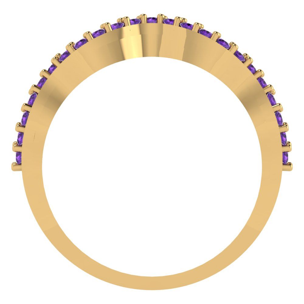0.23 cttw Natural Amethyst Round Cut Yellow Gold Eternity Wedding Band