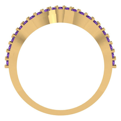 0.23 cttw Natural Amethyst Round Cut Yellow Gold Eternity Wedding Band