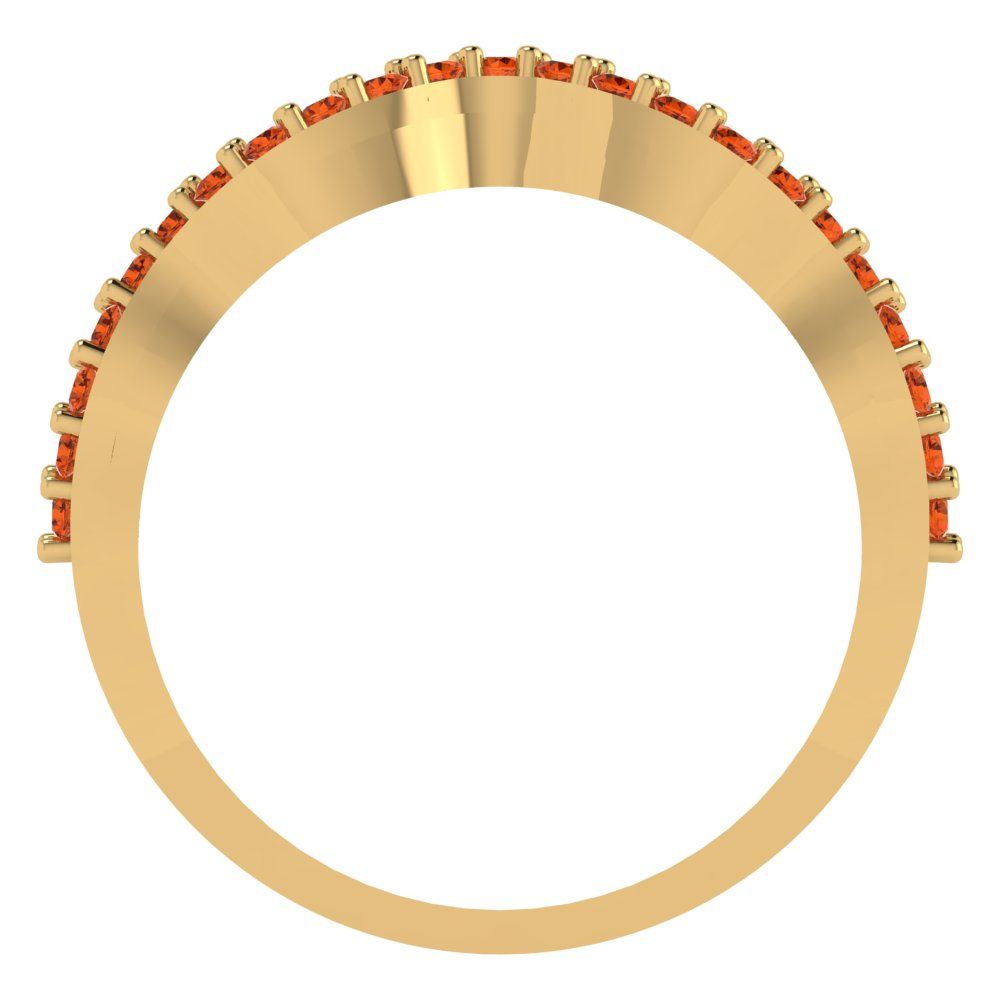 0.23 cttw Simulated Pink Tourmaline Round Cut Yellow Gold Eternity Wedding Band
