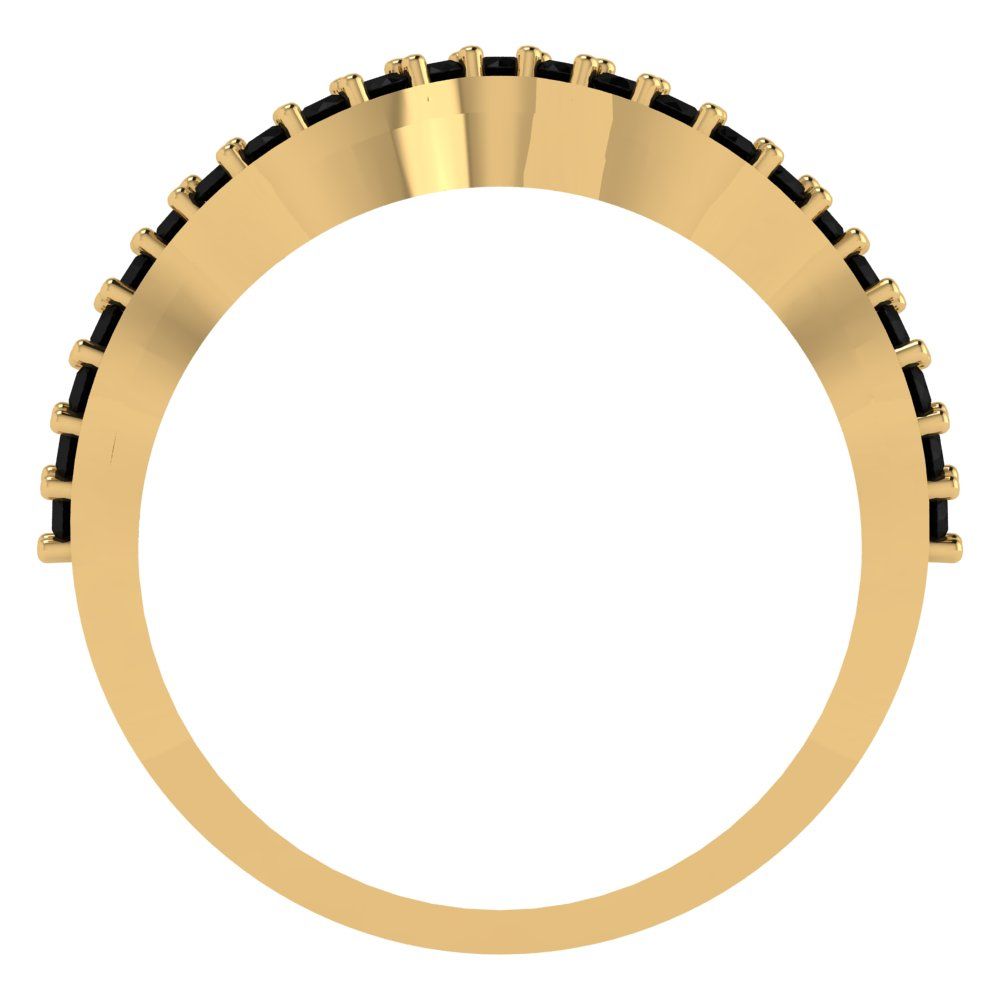 0.23 cttw Natural Onyx Round Cut Yellow Gold Eternity Wedding Band