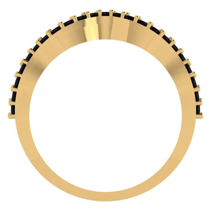 0.23 cttw Natural Onyx Round Cut Yellow Gold Eternity Wedding Band