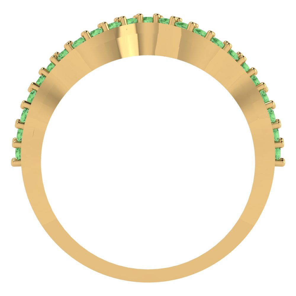 0.23 cttw Simulated Green Diamond Round Cut Yellow Gold Eternity Wedding Band