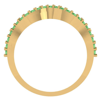 0.23 cttw Simulated Green Diamond Round Cut Yellow Gold Eternity Wedding Band
