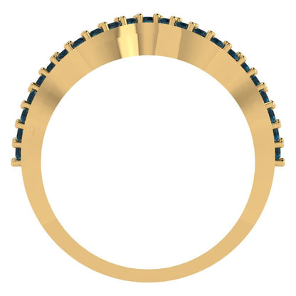 0.23 cttw Natural London Blue Topaz Round Cut Yellow Gold Eternity Wedding Band