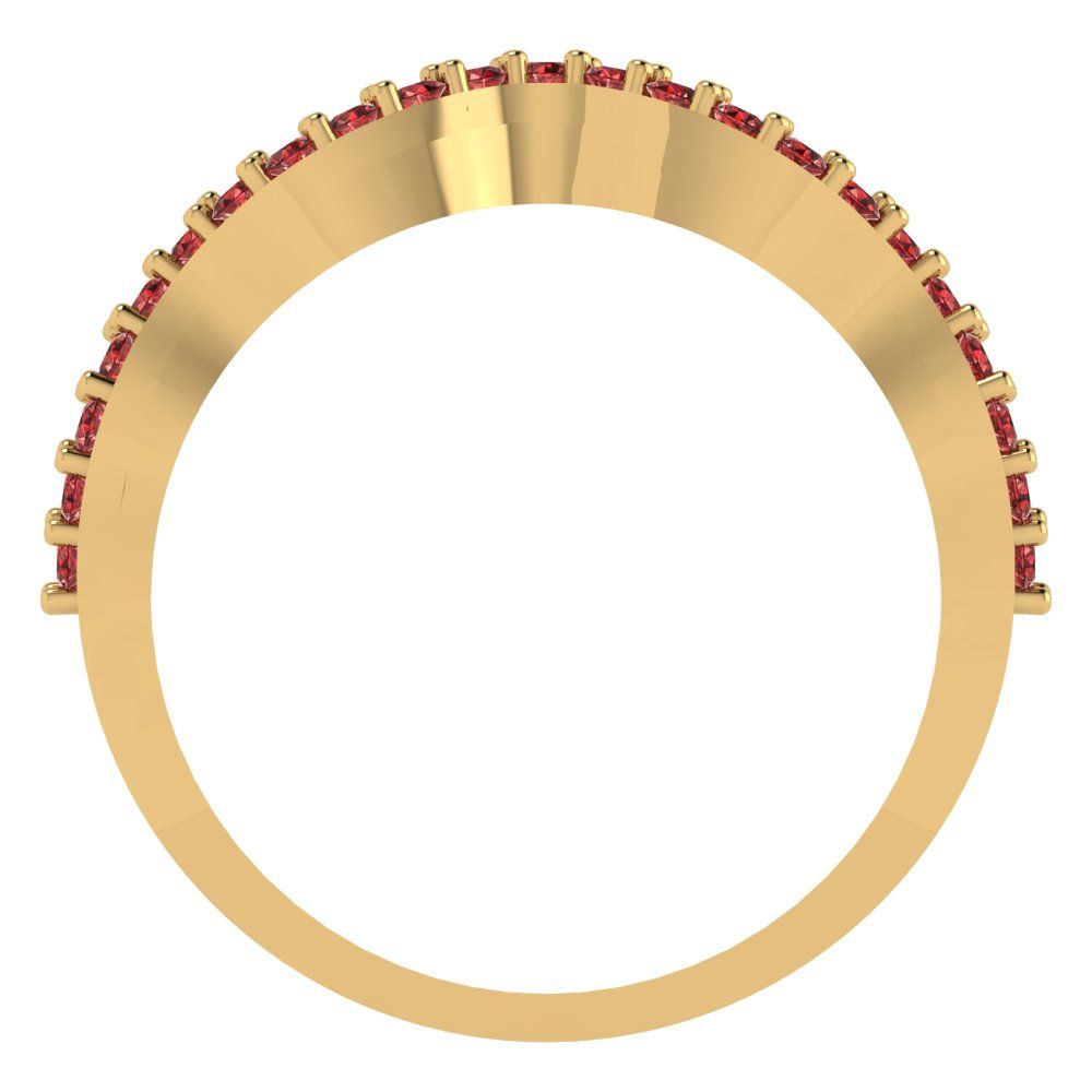 0.23 cttw Natural Garnet Round Cut Yellow Gold Eternity Wedding Band