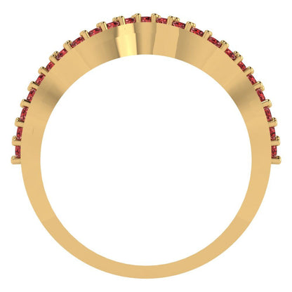 0.23 cttw Natural Garnet Round Cut Yellow Gold Eternity Wedding Band