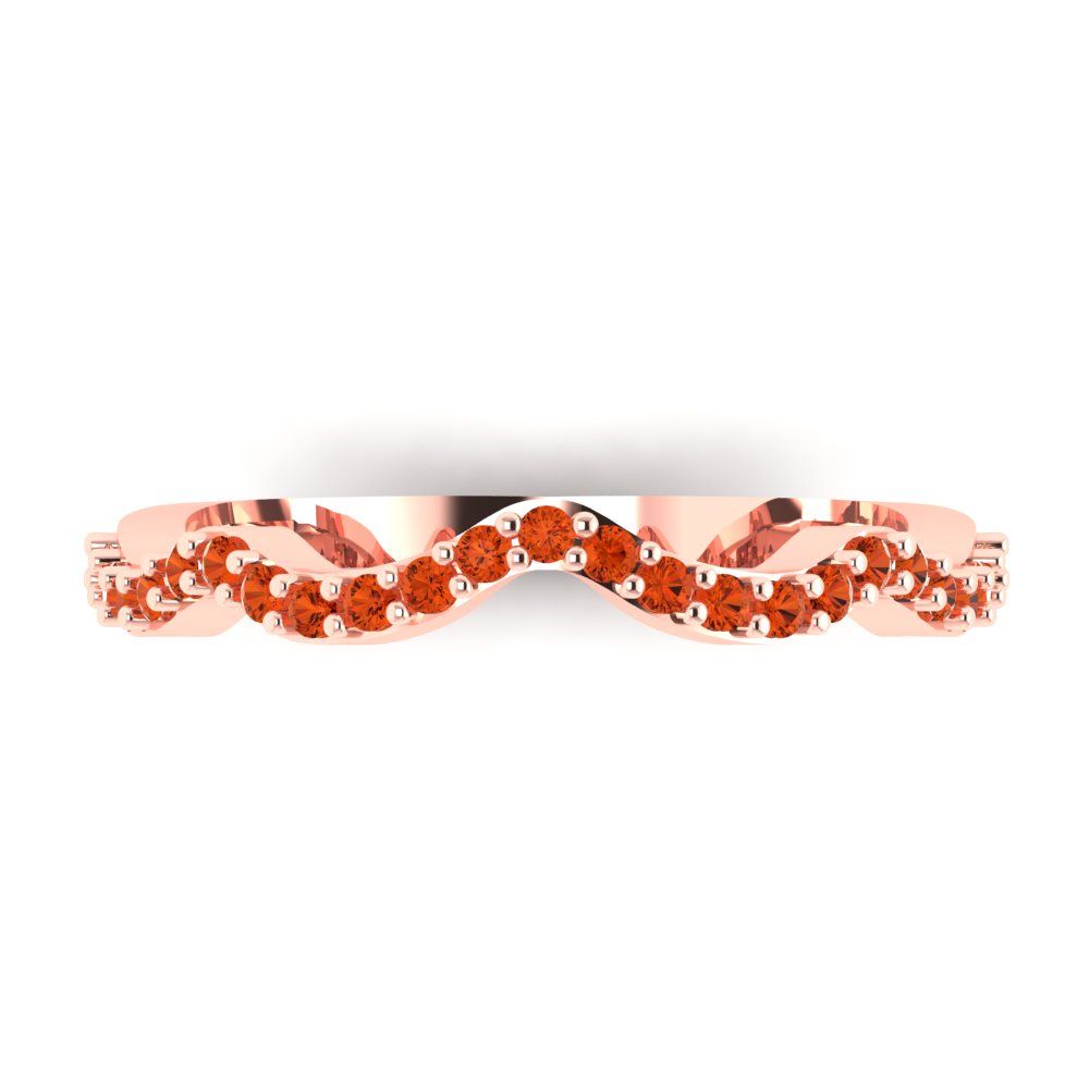0.23 cttw Simulated Red Diamond Round Cut Rose Gold Eternity Wedding Band