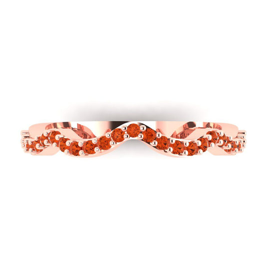 0.23 cttw Simulated Red Diamond Round Cut Rose Gold Eternity Wedding Band