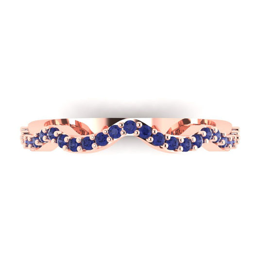 0.23 cttw Simulated Tanzanite Round Cut Rose Gold Eternity Wedding Band