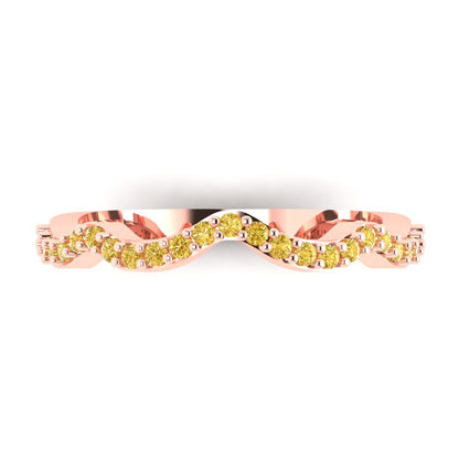 0.23 cttw Simulated Yellow Diamond Round Cut Rose Gold Eternity Wedding Band
