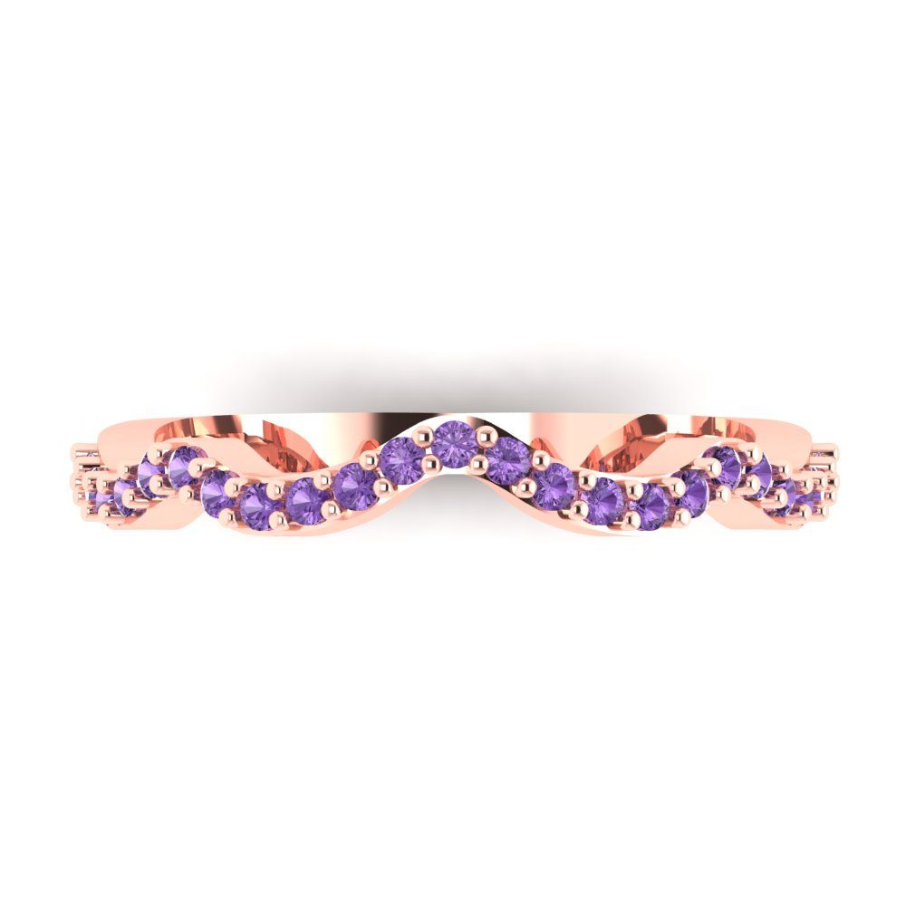 0.23 cttw Simulated Alexandrite Round Cut Rose Gold Eternity Wedding Band